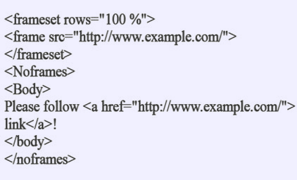 Frames Redirect Code
